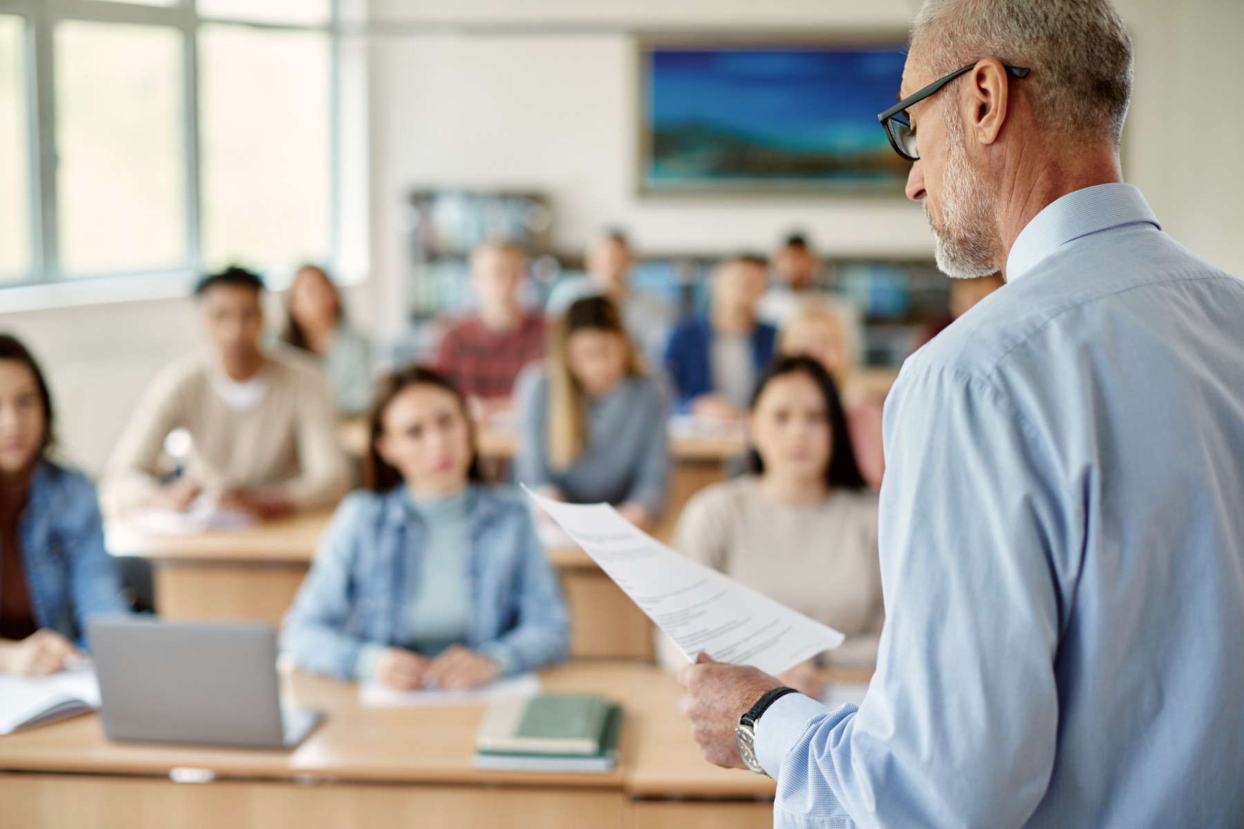 A lecturer presenting practical careers information