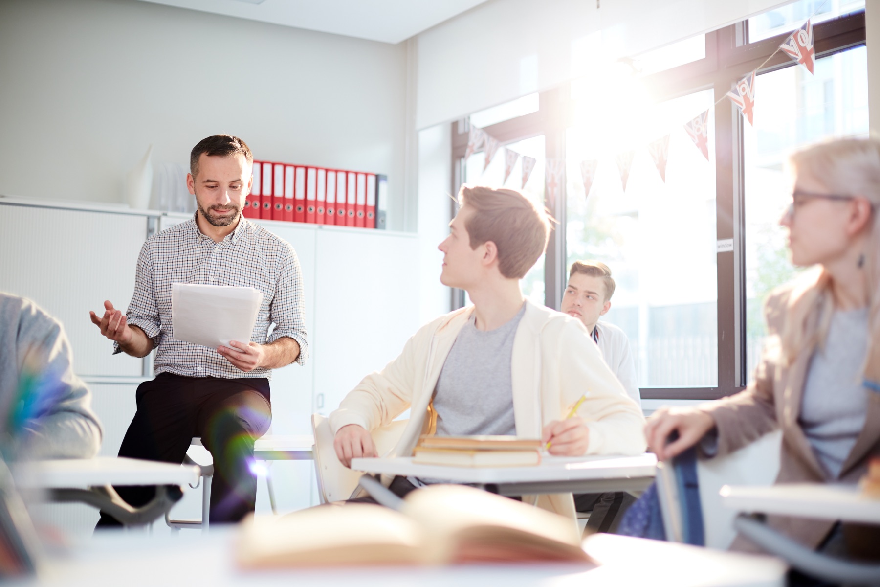 A teacher leading an interactive classroom workshop